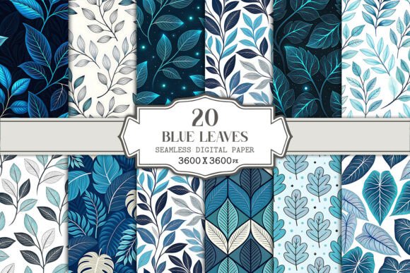 Download Blue Leaves Seamless Pattern Bundle - Bundle Collection