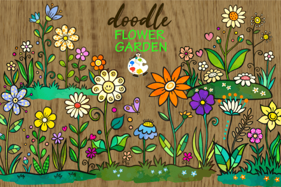 Download Doodle Flower Garden Design Elements - Flower garden Collection