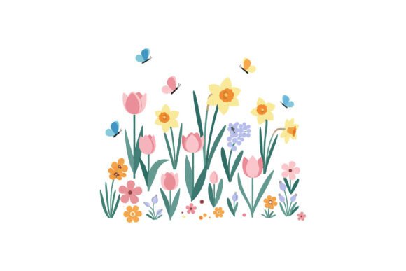 Download Colorful Flower Garden Scene with Butter - Flower garden Collection