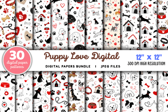 Download Puppy Love Digital Paper Bundle - Bundle Collection