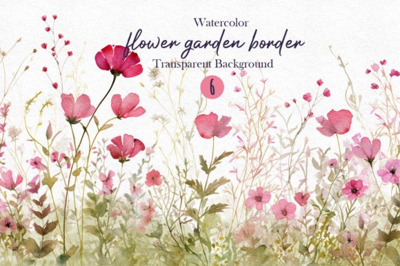 Download Watercolor Wild Flower Garden Border Png - Flower garden Collection