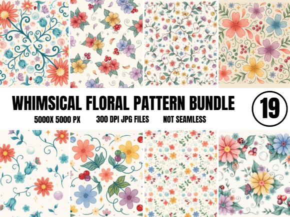 Download Whimsical Floral Digital Paper Bundle | - Bundle Collection