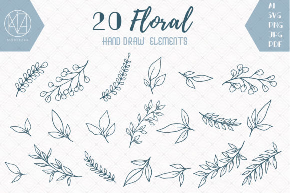 Download 20 Hand Drawn Flowers and Leaves - Hand drawn Collection