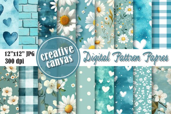 Download Blue Floral Digital Paper Bundle - Bundle Collection