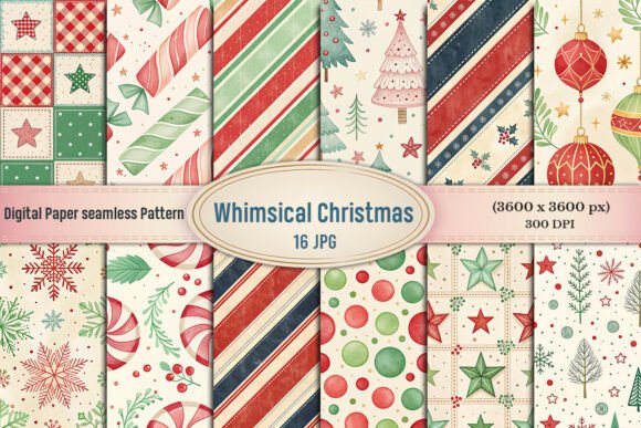 Download Whimsical Christmas Digital Paper Bundle - Bundle Collection