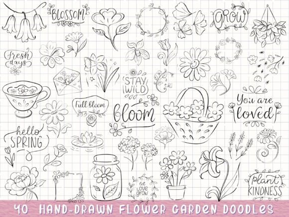 Download Hand Drawn Flower Garden, Spring Floral - Hand drawn Collection