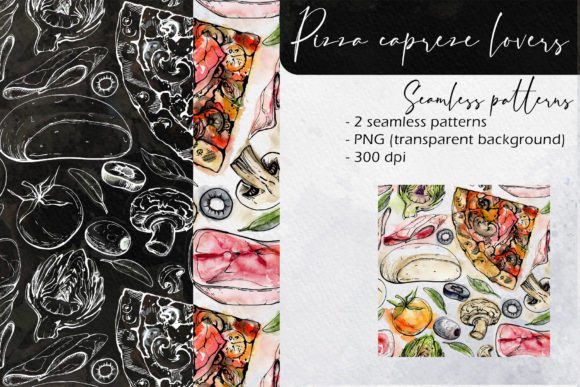 Download Pizza Caprese Lovers: Seamless Patterns - Premium Resources