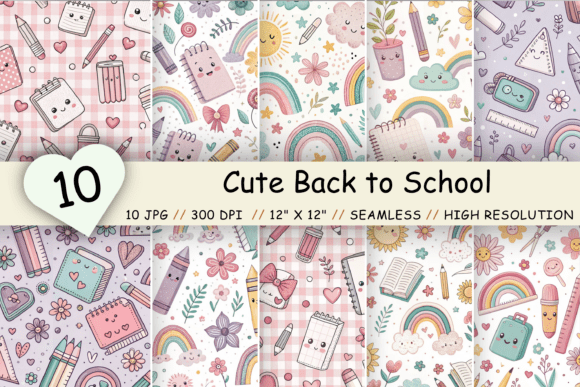 Download Cute Back to School Digital Paper Bundle - Bundle Collection
