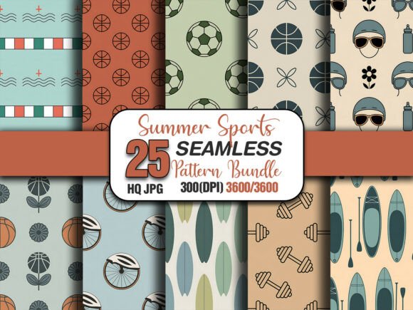Download Summer Sports Seamless Pattern Bundle - Bundle Collection