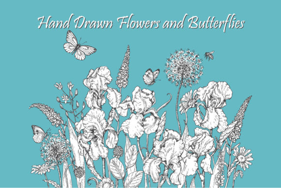 Download Hand Drawn Flowers and Butterflies. - Hand drawn Collection