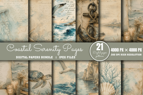 Download Coastal Digital Paper Bundle, Pages - Bundle Collection