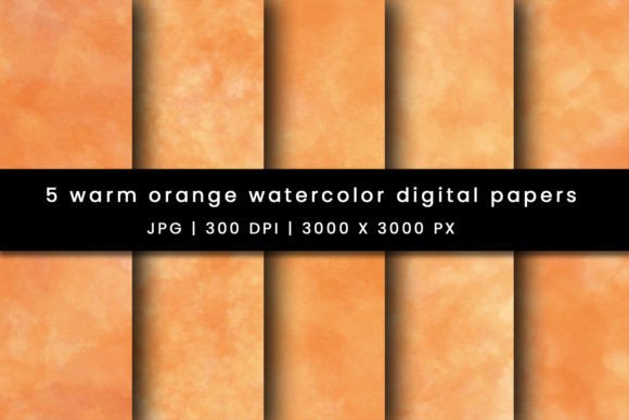 Download Watercolor Warm Orange Digital Papers - Warm orange Collection