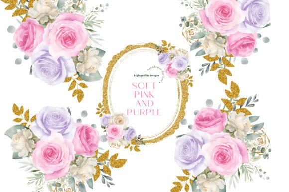 Download Soft Pink Gold Purple Flowers Clipart - Soft pink Collection
