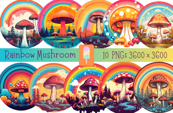 Download Retro Rainbow Mushroom Groovy Bundle - Premium Bundle