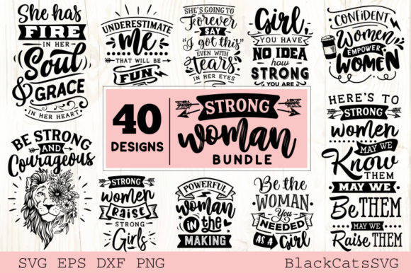 Download Strong Woman Bundle 40 Designs - Bundle Collection