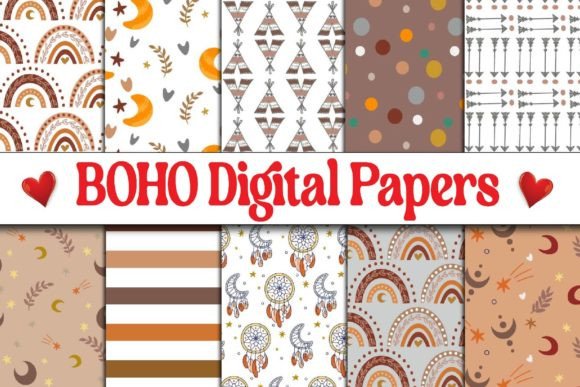 Download Boho Pattern Digital Papers Bundle - Bundle Collection